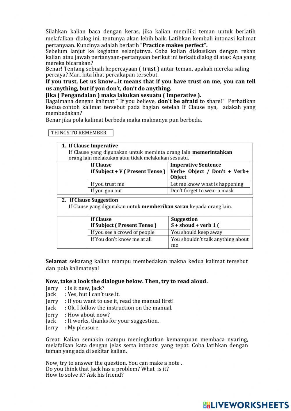 If Clause Suggestion Imperative