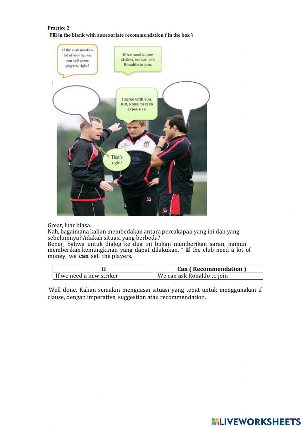 If Clause Suggestion Imperative