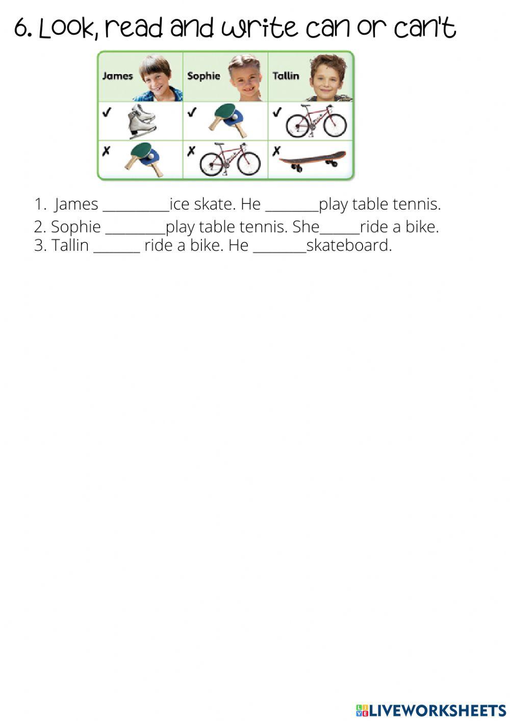 Vocabulary and Grammar: Can or can't Vocabulary and Grammar: Can or can't