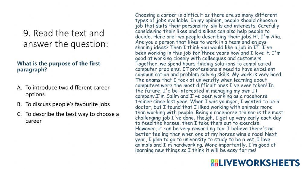 Reading comprehension