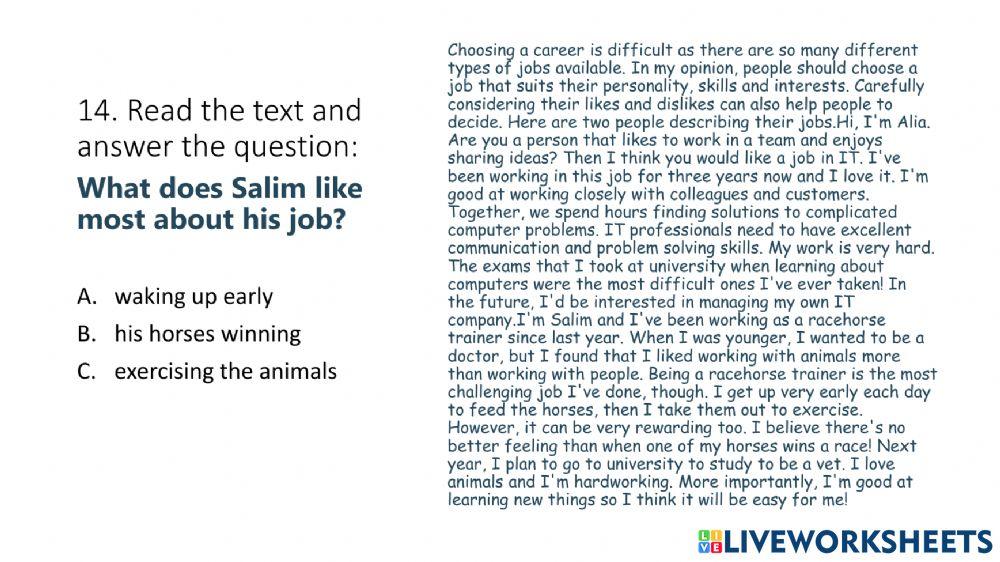 Reading comprehension