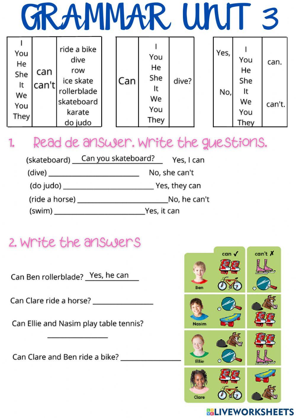 Grammar:can or can't Grammar:can or can't