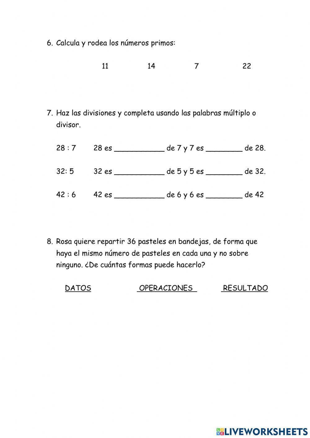 Examen de matemáticas