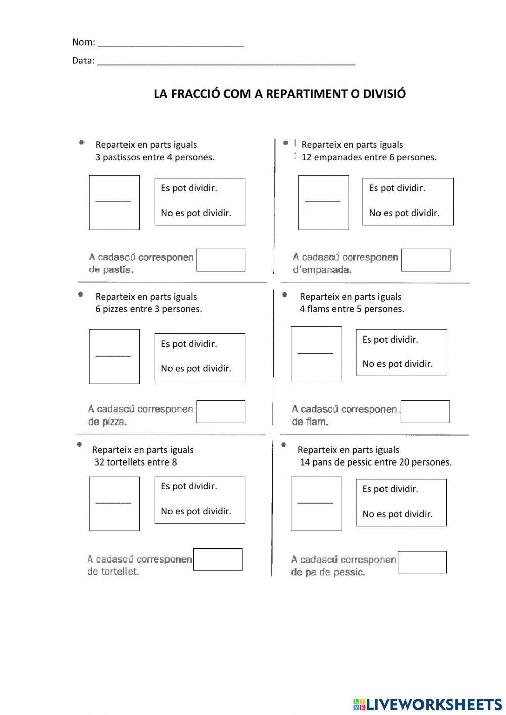 Fracció com a repartiment-divisió