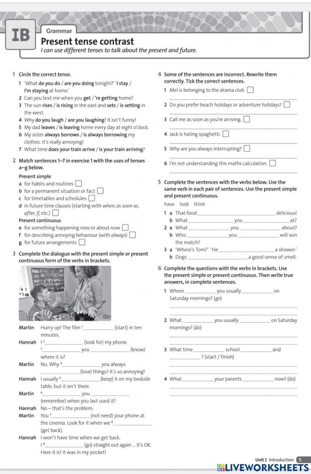 Present tense contrast