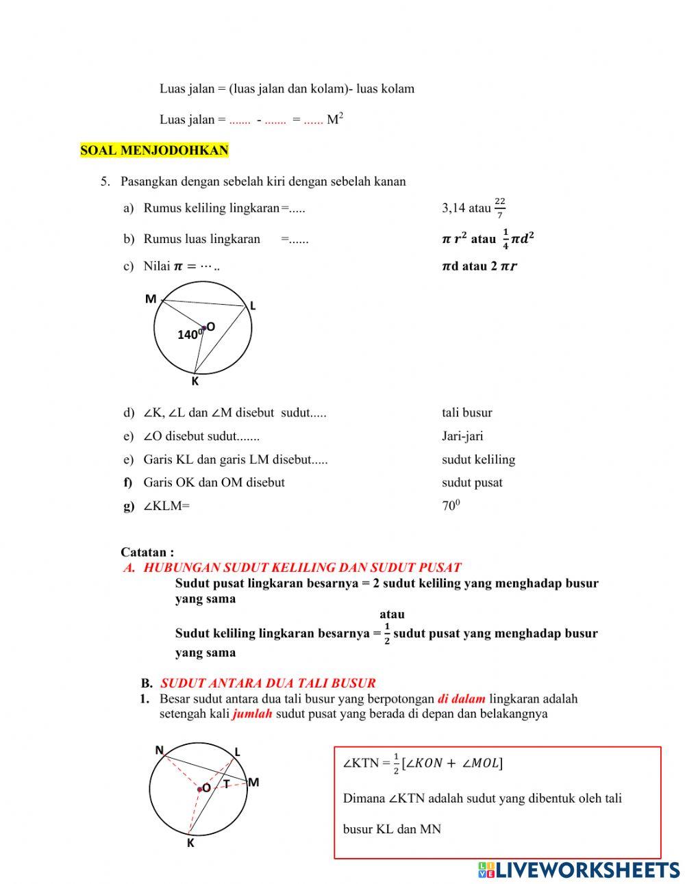 Lkpd lingkaran sudut keliling dan pusat