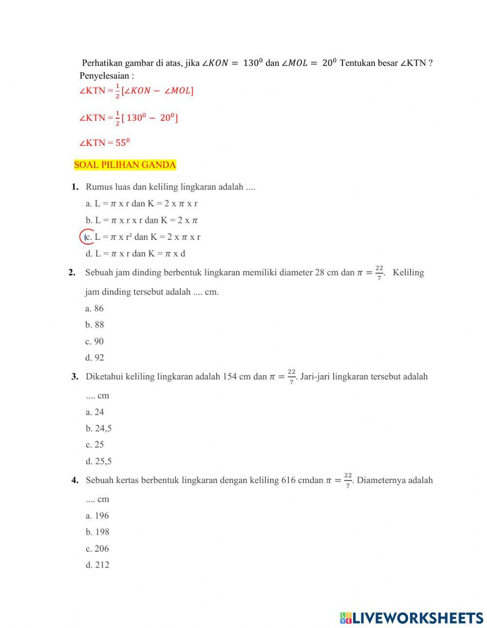 Lkpd lingkaran sudut keliling dan pusat