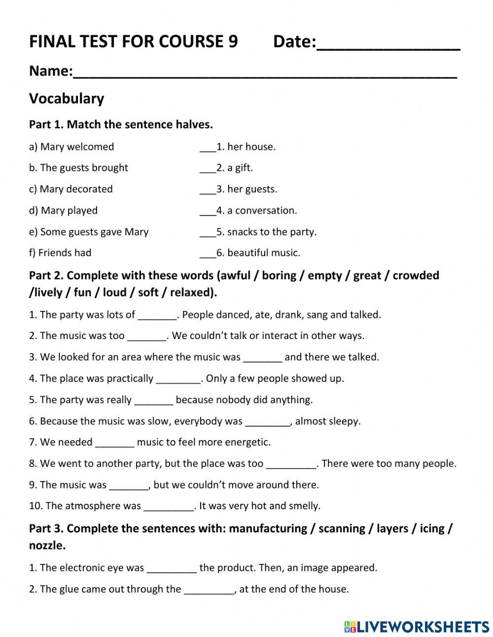 Final Test for Course 9