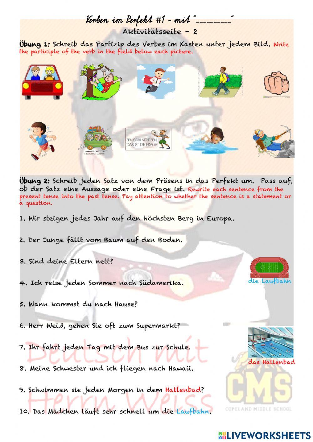 Sein Verben im Perfekt -1, Übung B