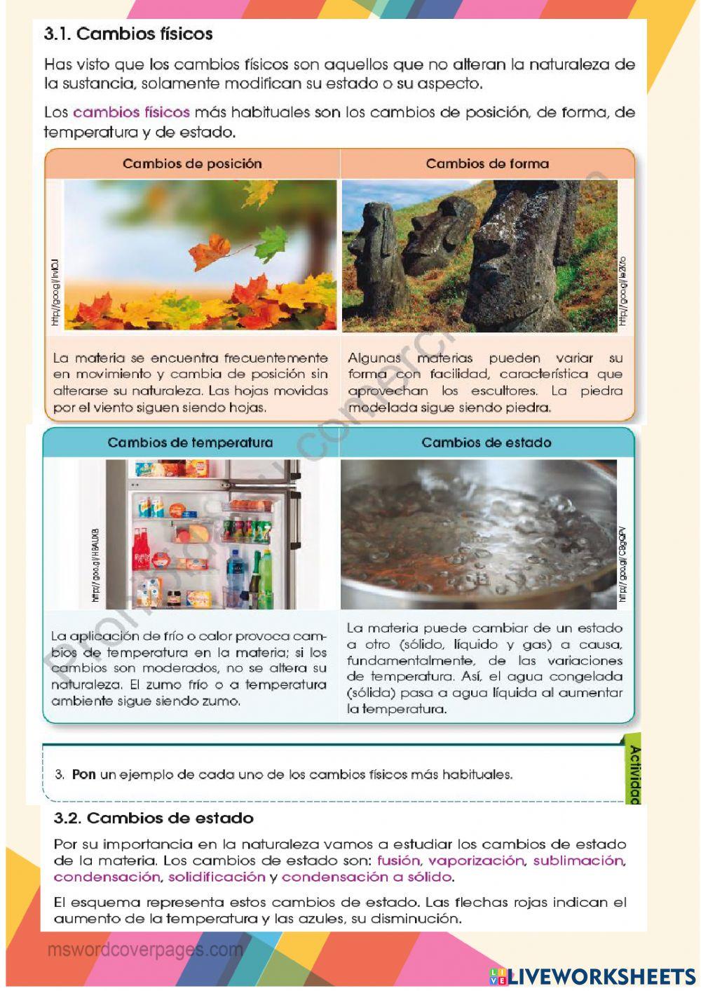 Cambios de la materia.