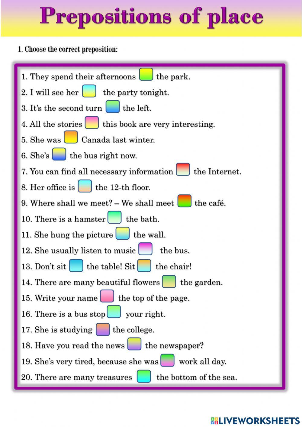 Prepositions of place at-in-on