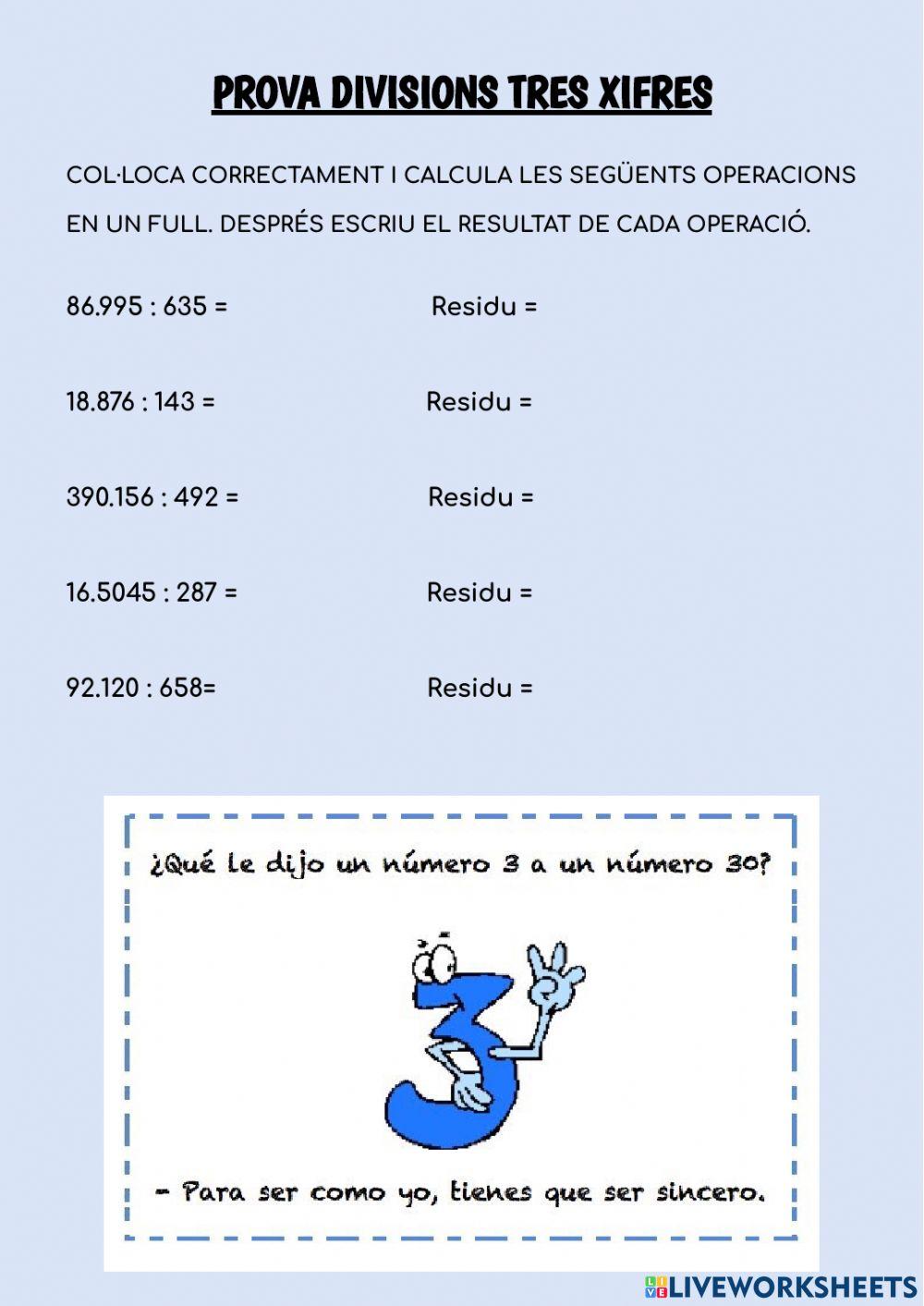 Prova divisions tres xifres