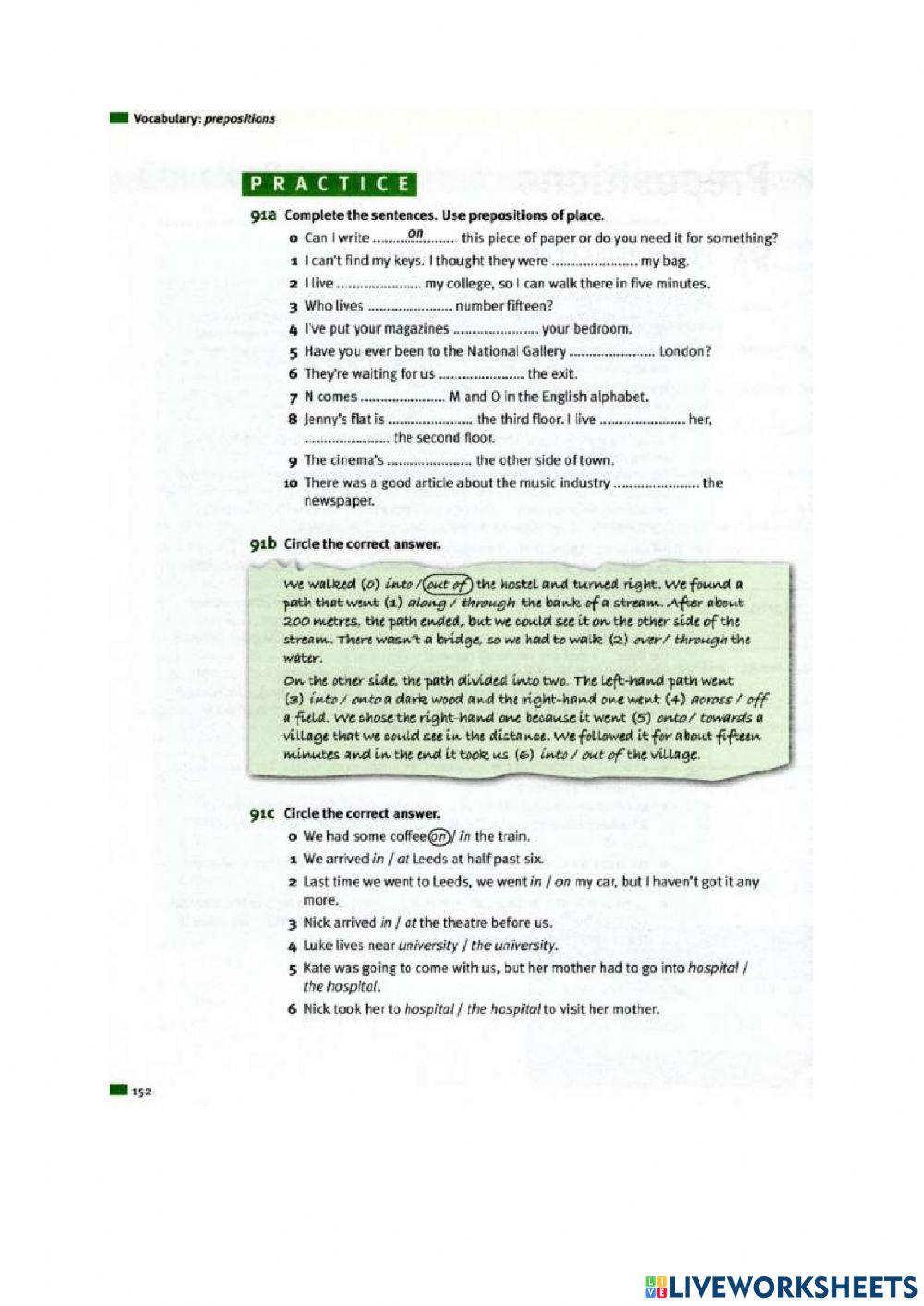 Prepositions of place and movement