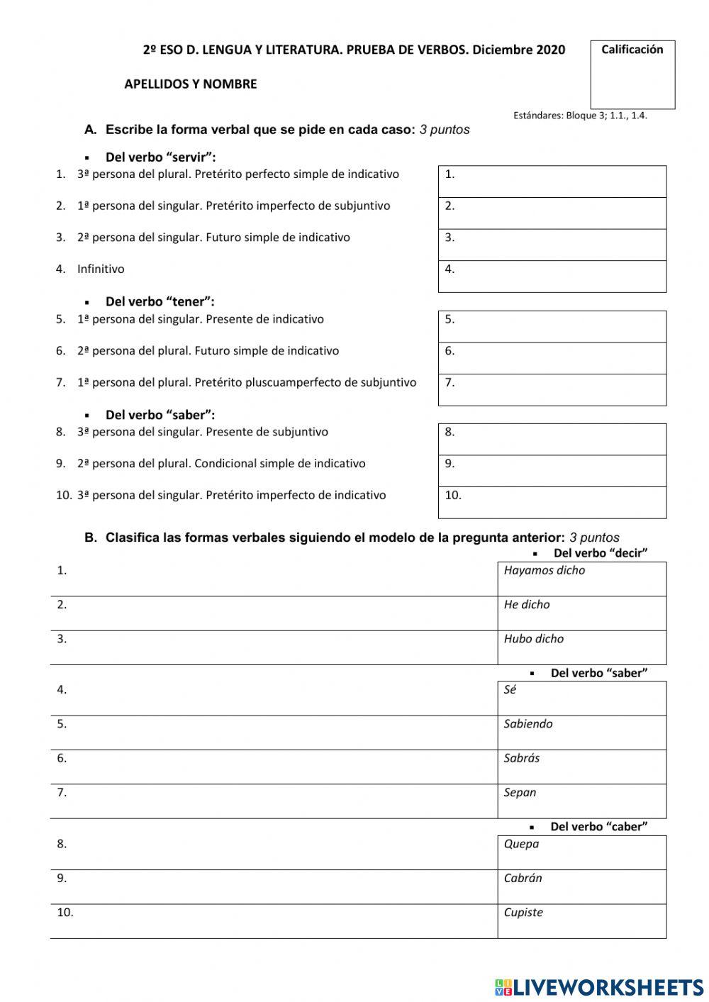 Conjugaciones verbales