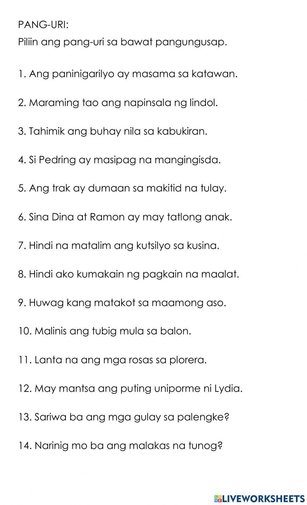 2274491 Pang uri lovlilaali LiveWorksheets