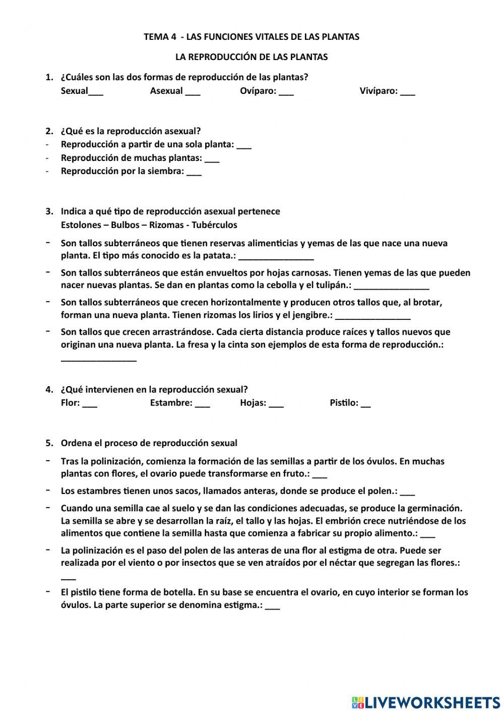 La reproducción de las plantas