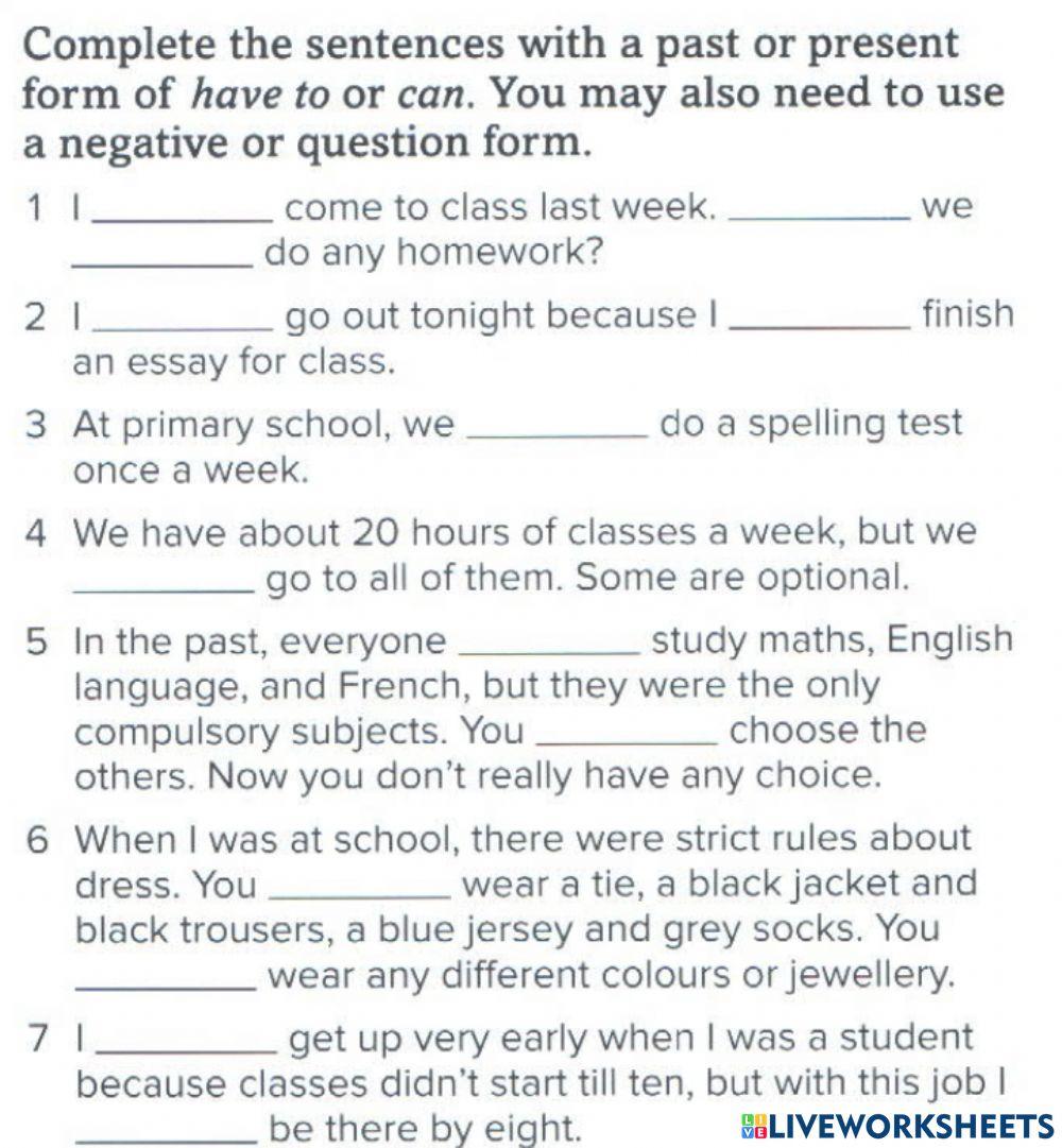 Can-could-have to-had to