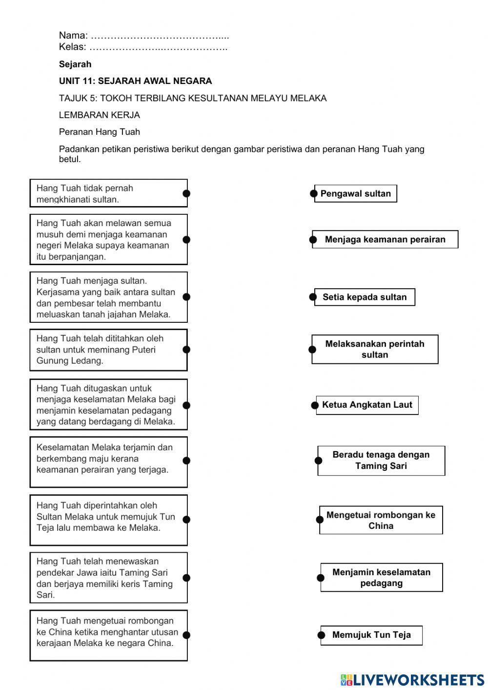 Peranan Hang Tuah Tahun 4