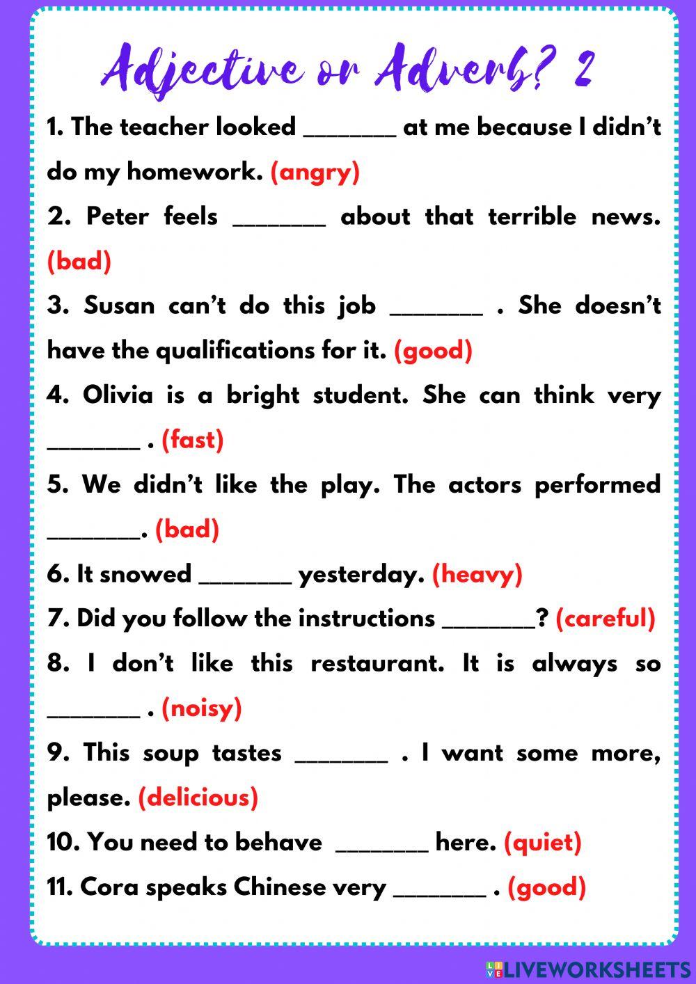 Adjectives and adverbs 2