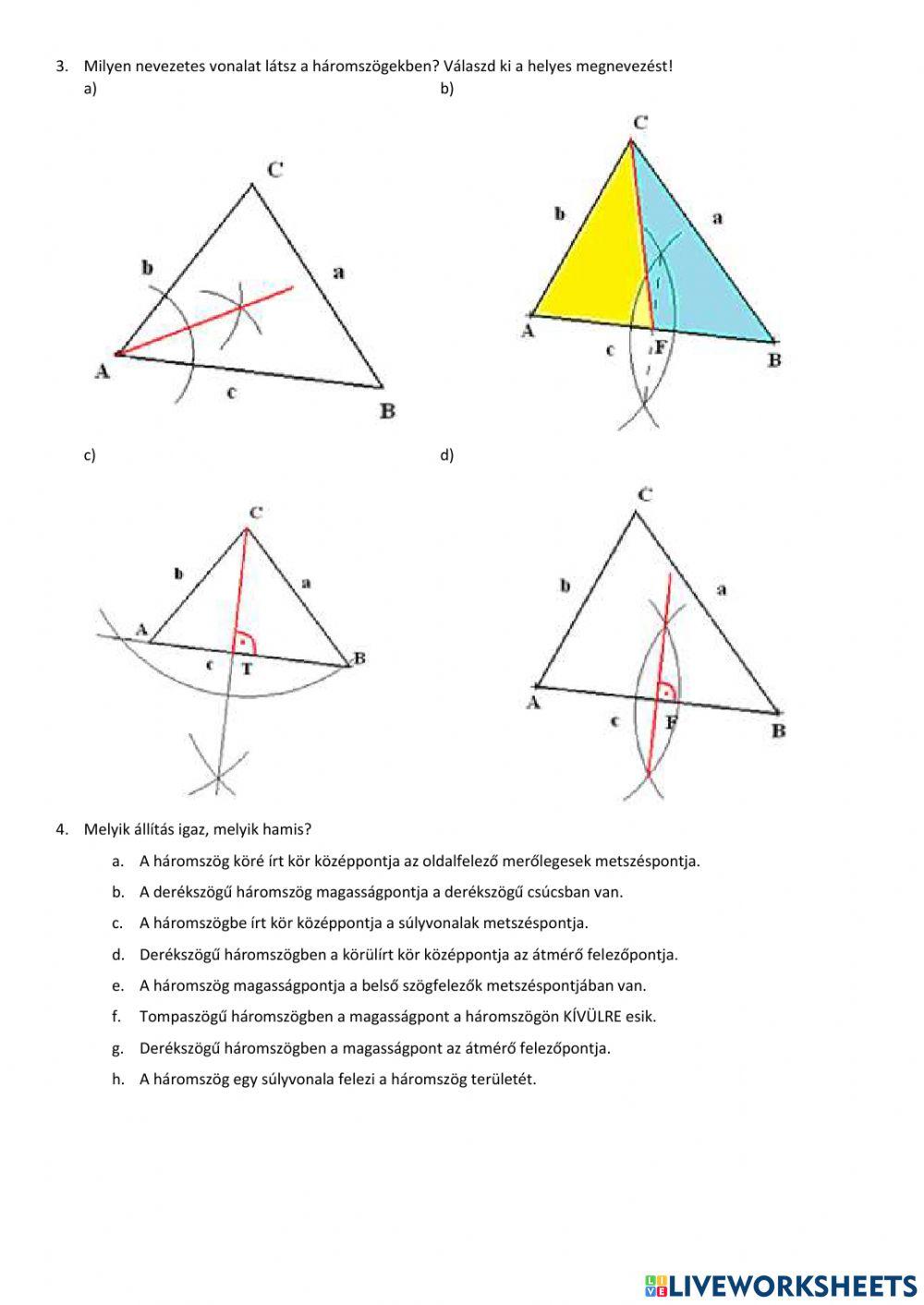 Tudáspróba - háromszög alapok