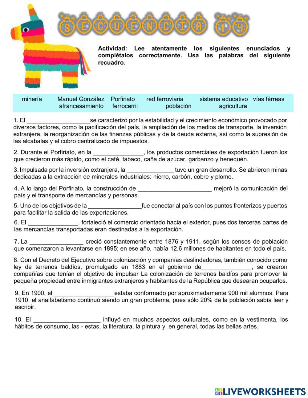 El Porfiriato: Economía y Sociedad Secuencia 14