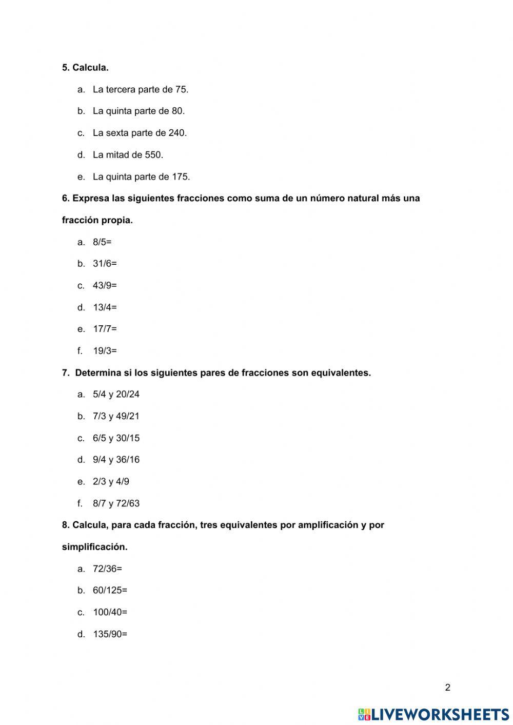 Resumen de Fracciones