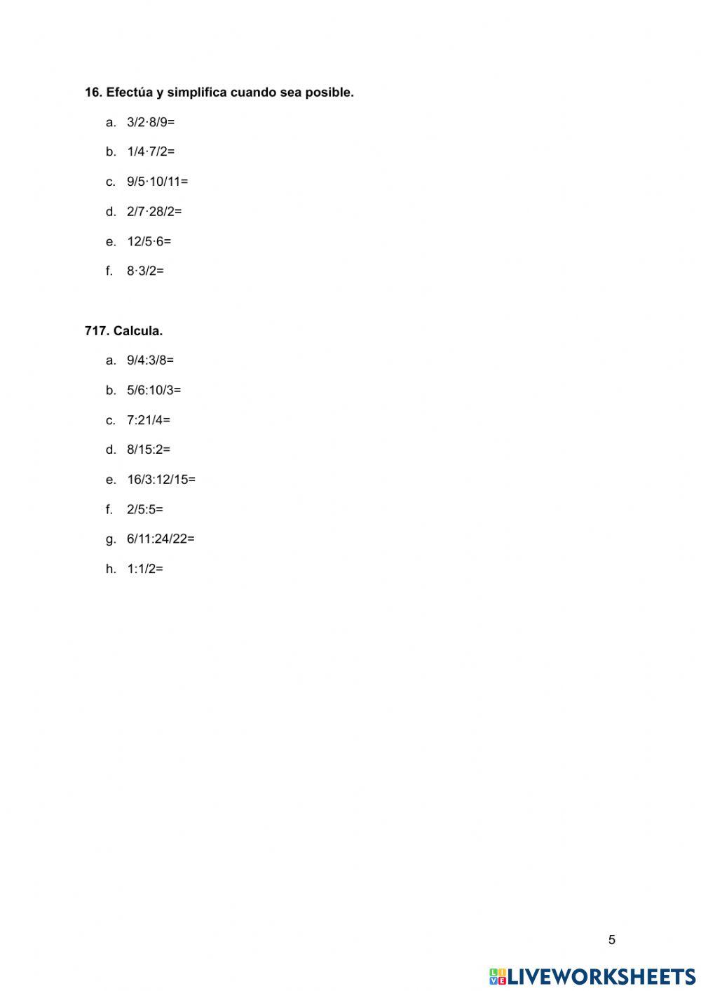 Resumen de Fracciones