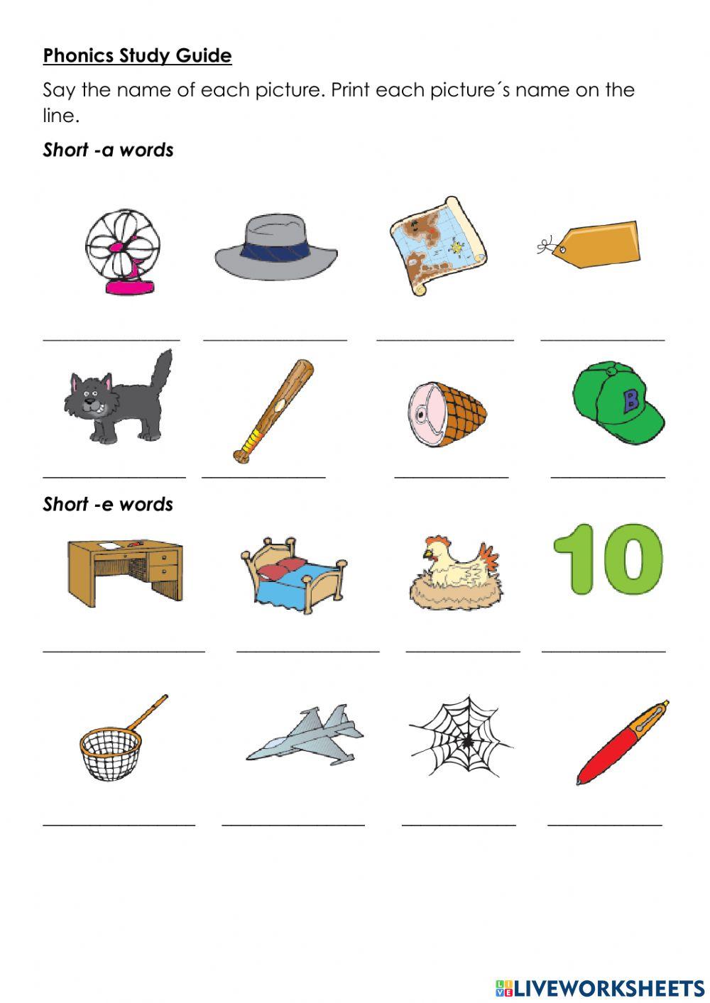 Short vowels -a, -e