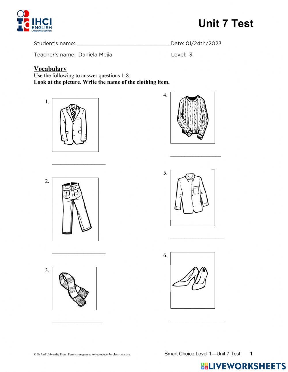 LEVEL 3 UNIT 7 EXAMN