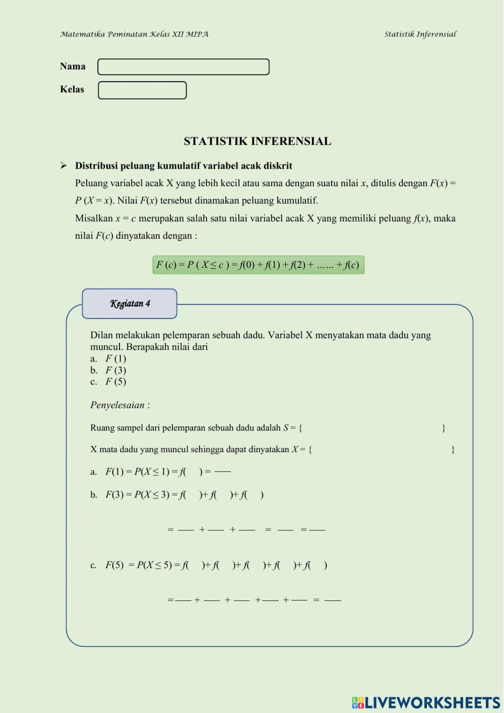 LKPD-Distribusi Peluang Kumulatif VA Diskrit