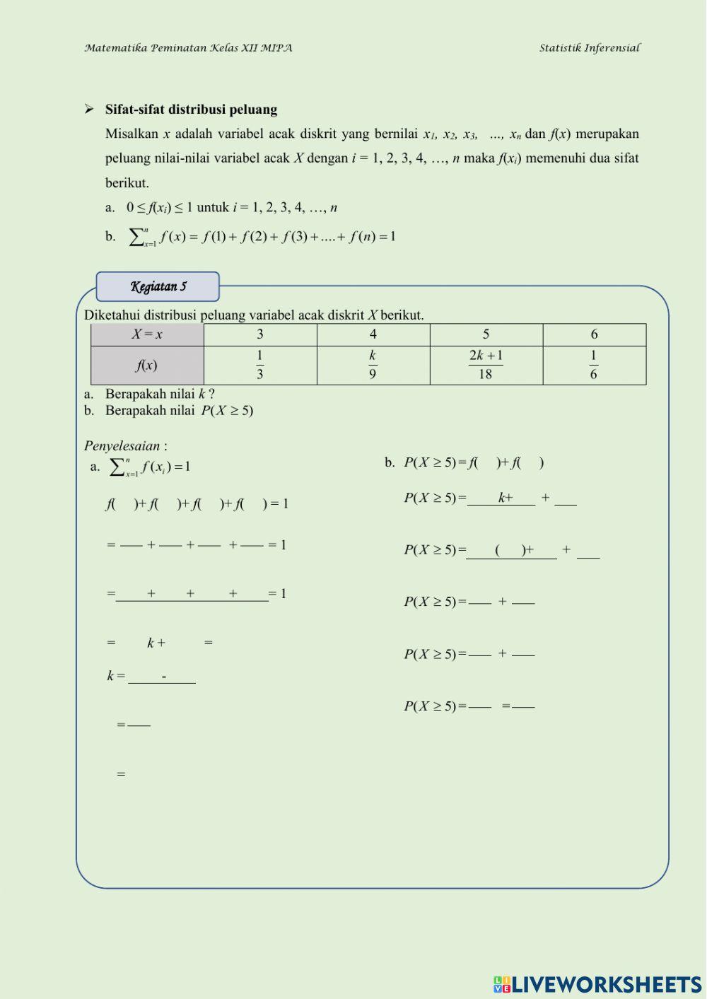 LKPD-Distribusi Peluang Kumulatif VA Diskrit
