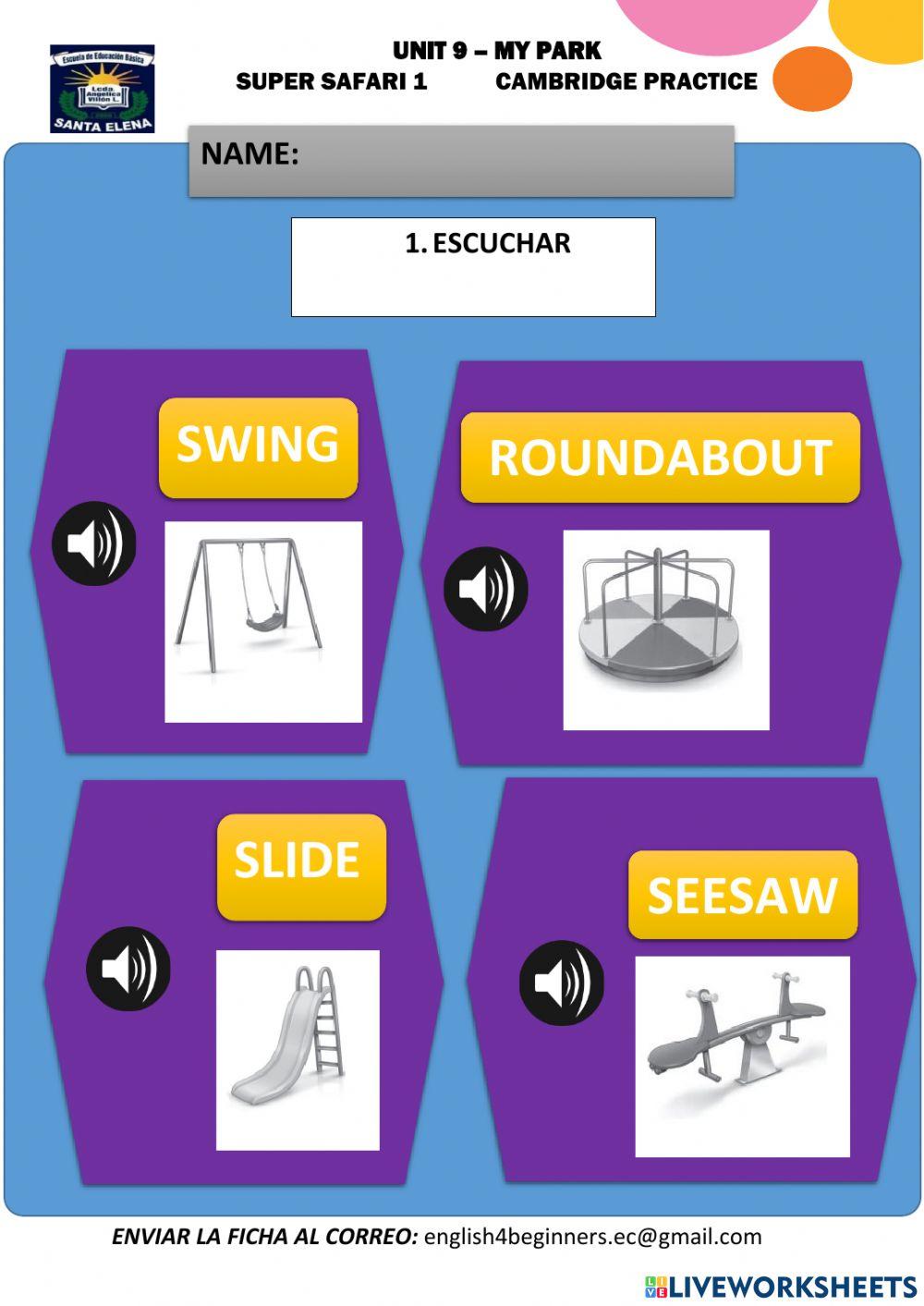 Lesson unit 9 my park pre kinder 1