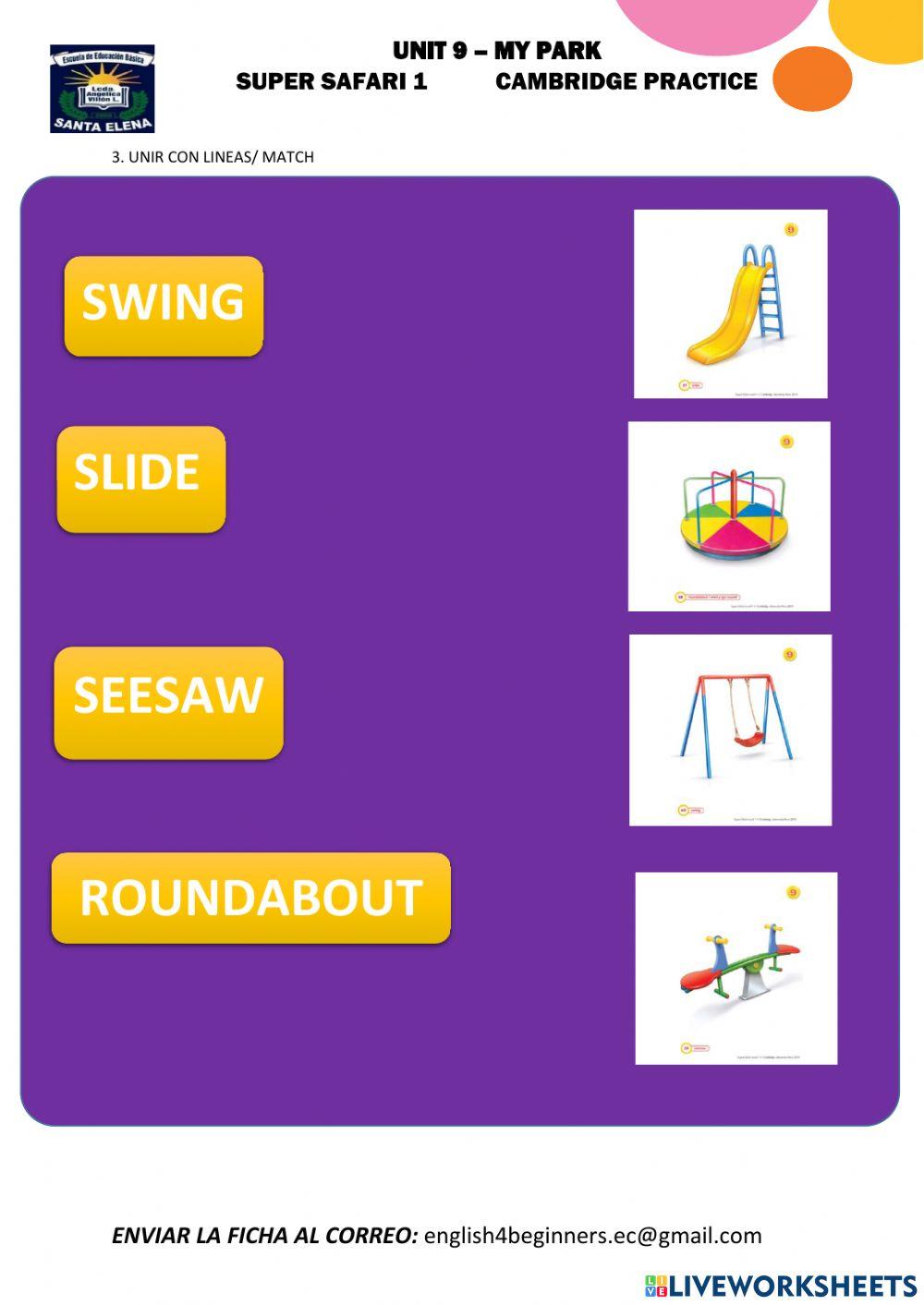 Lesson unit 9 my park pre kinder 1