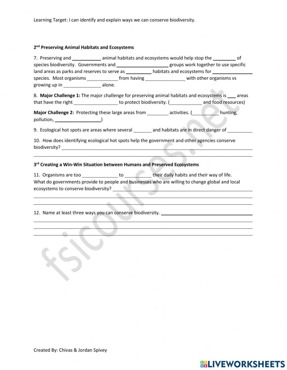 The Top 3 Ways to Conserve Biodiversity Video Notes