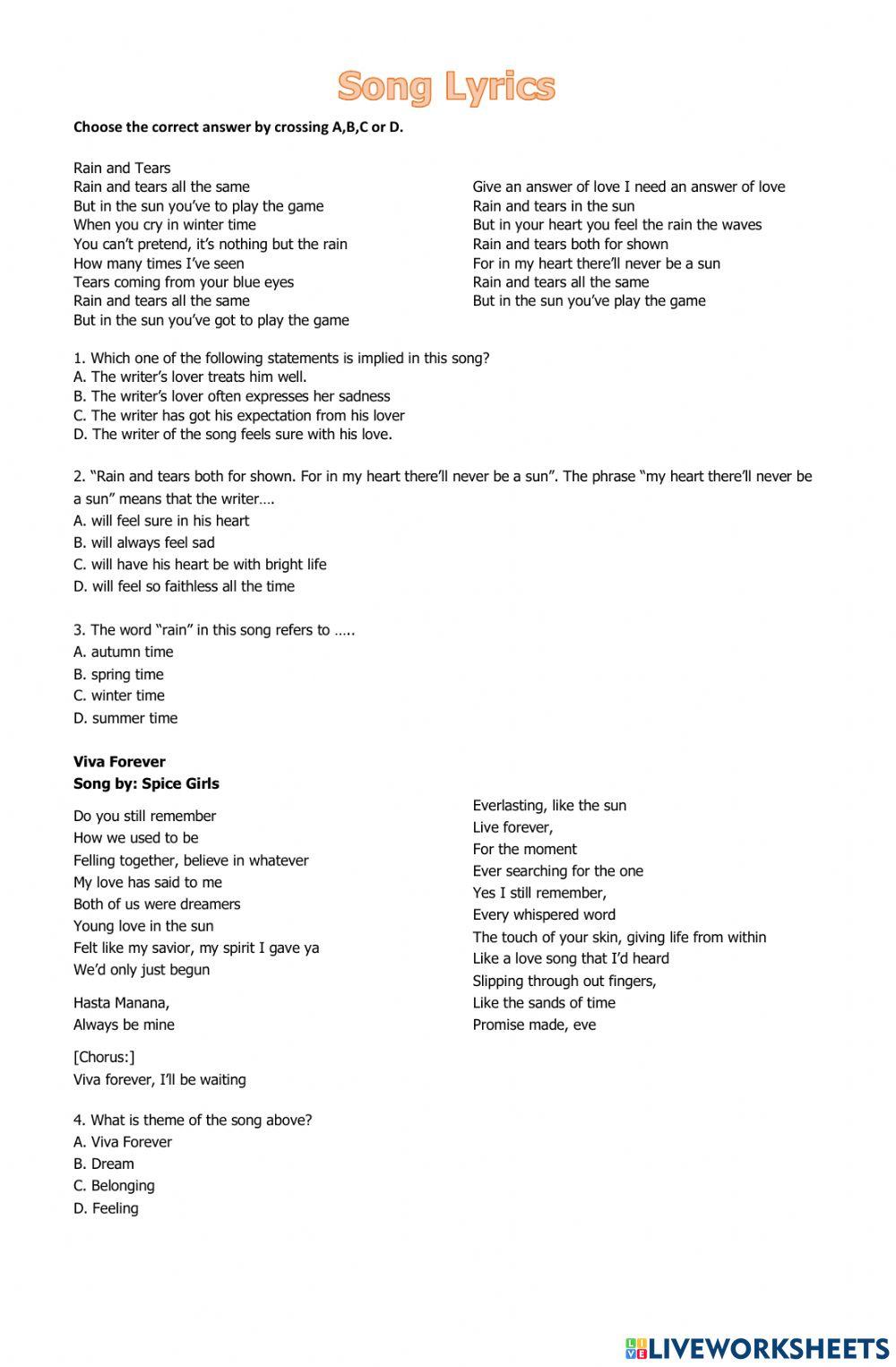 Song lyrics