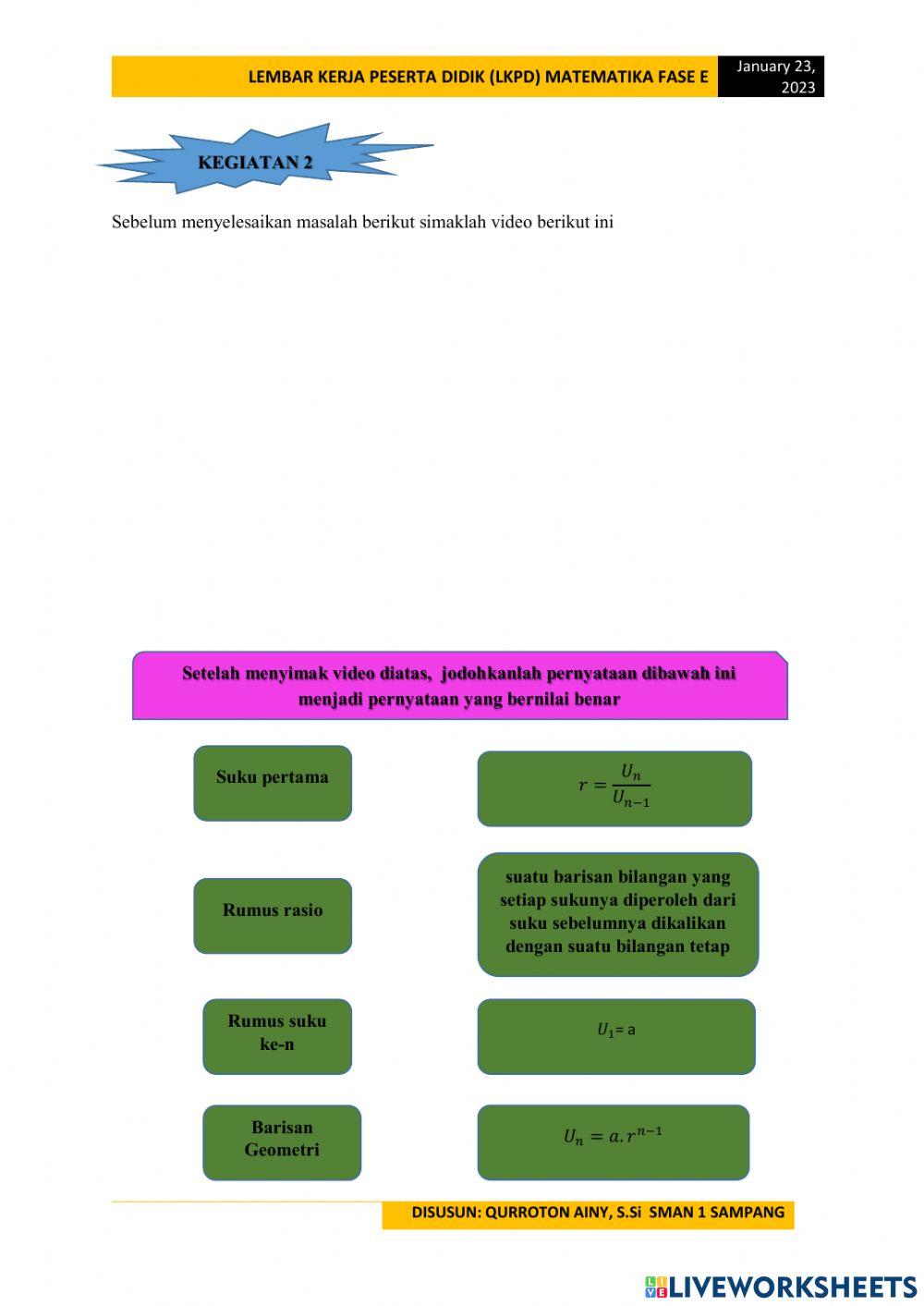 LKPD barisan dan deret geometri