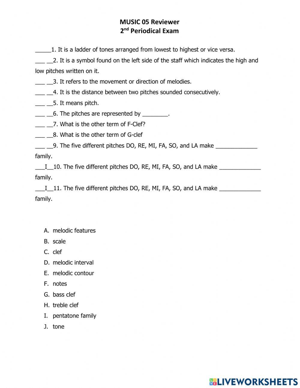 MUSIC 05 2525036 | jobelle003 | Live Worksheets