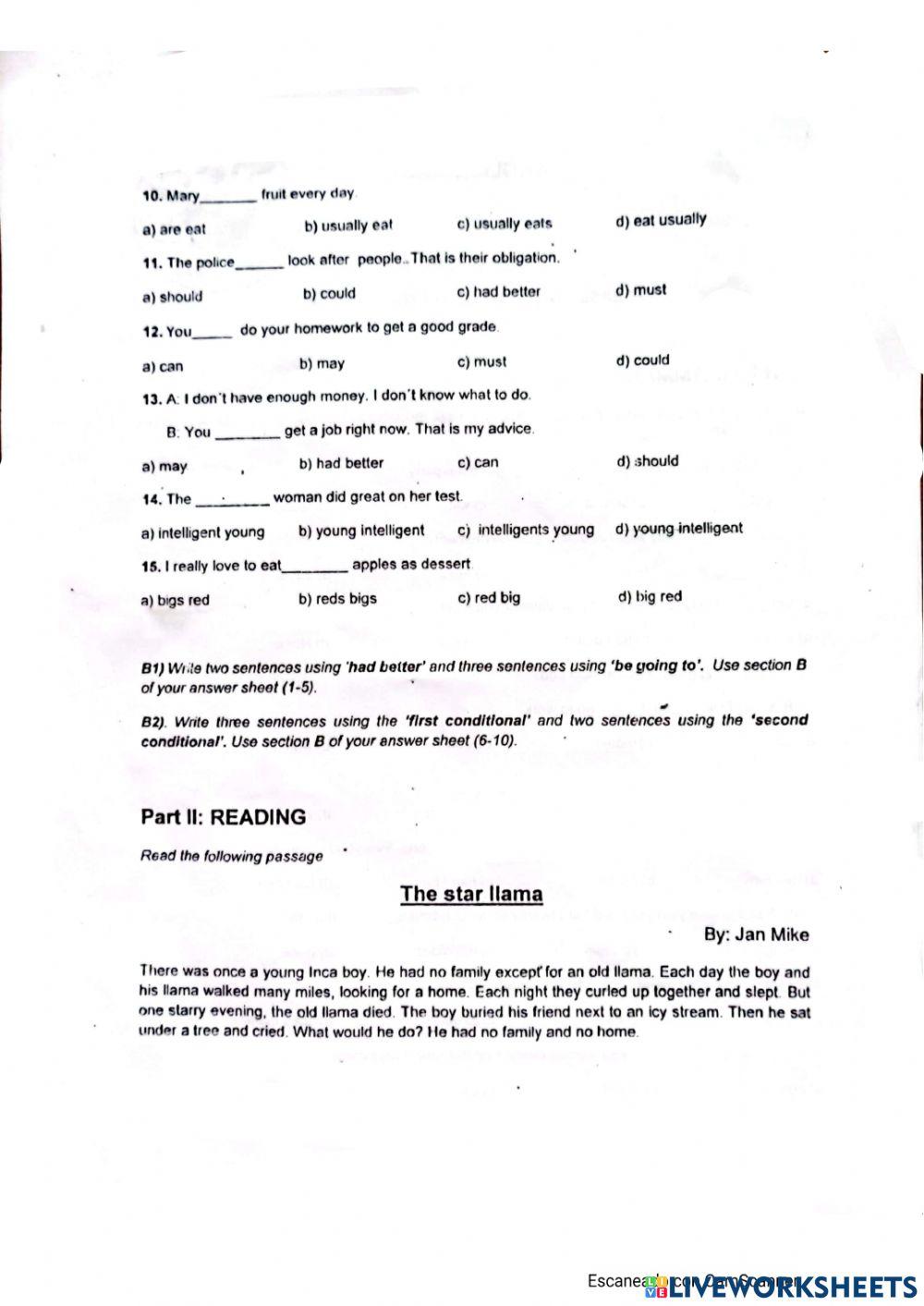 Test 2b interactive worksheet | Live Worksheets