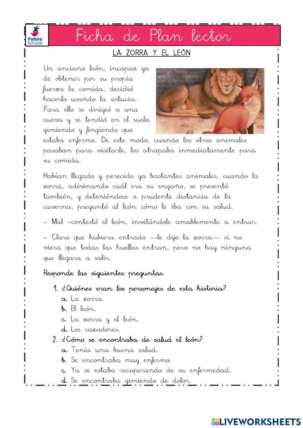 Fábula la zorra y el león