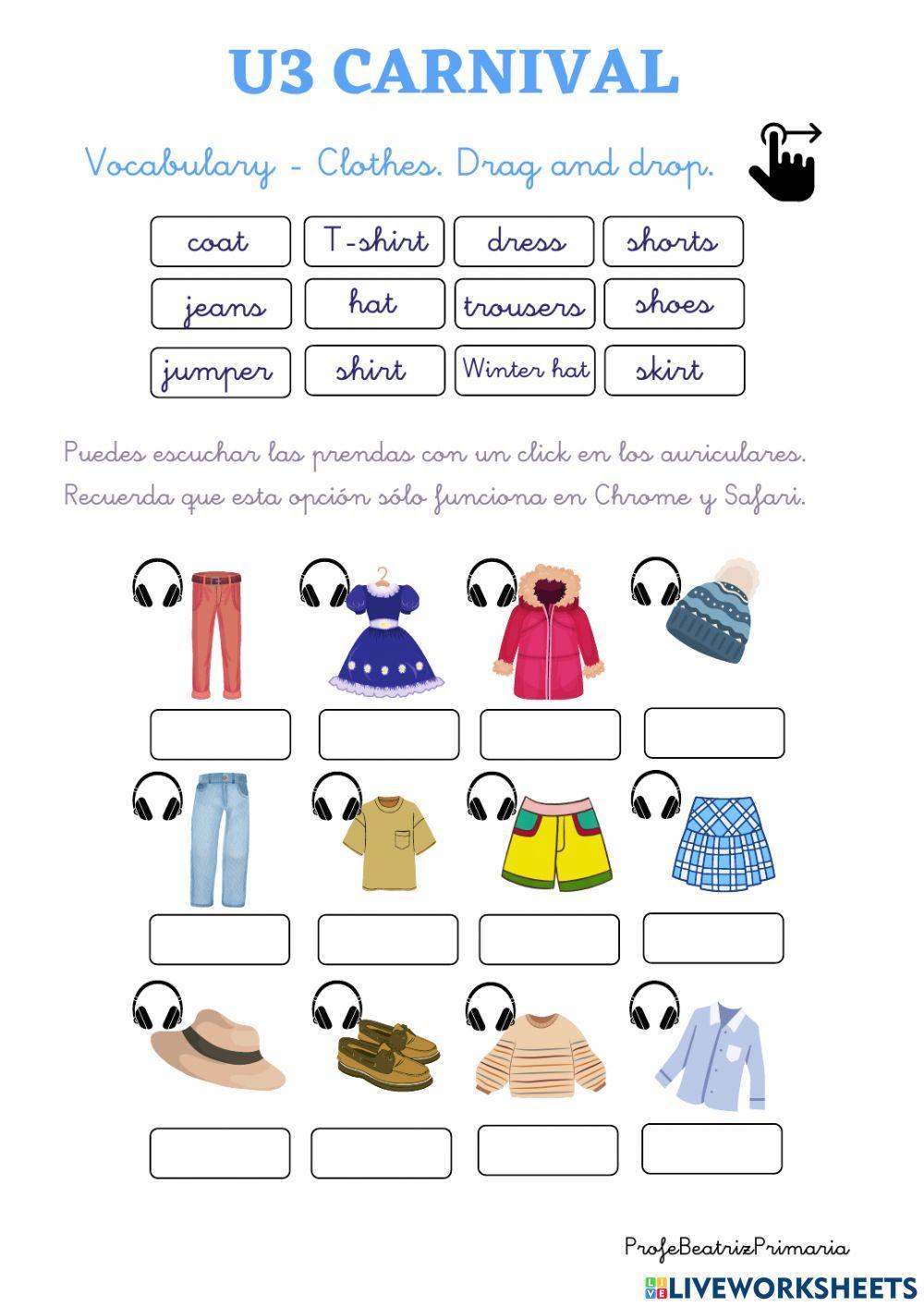 Go Far Year 2 U3 Carnival (I) Vocabulary clothes