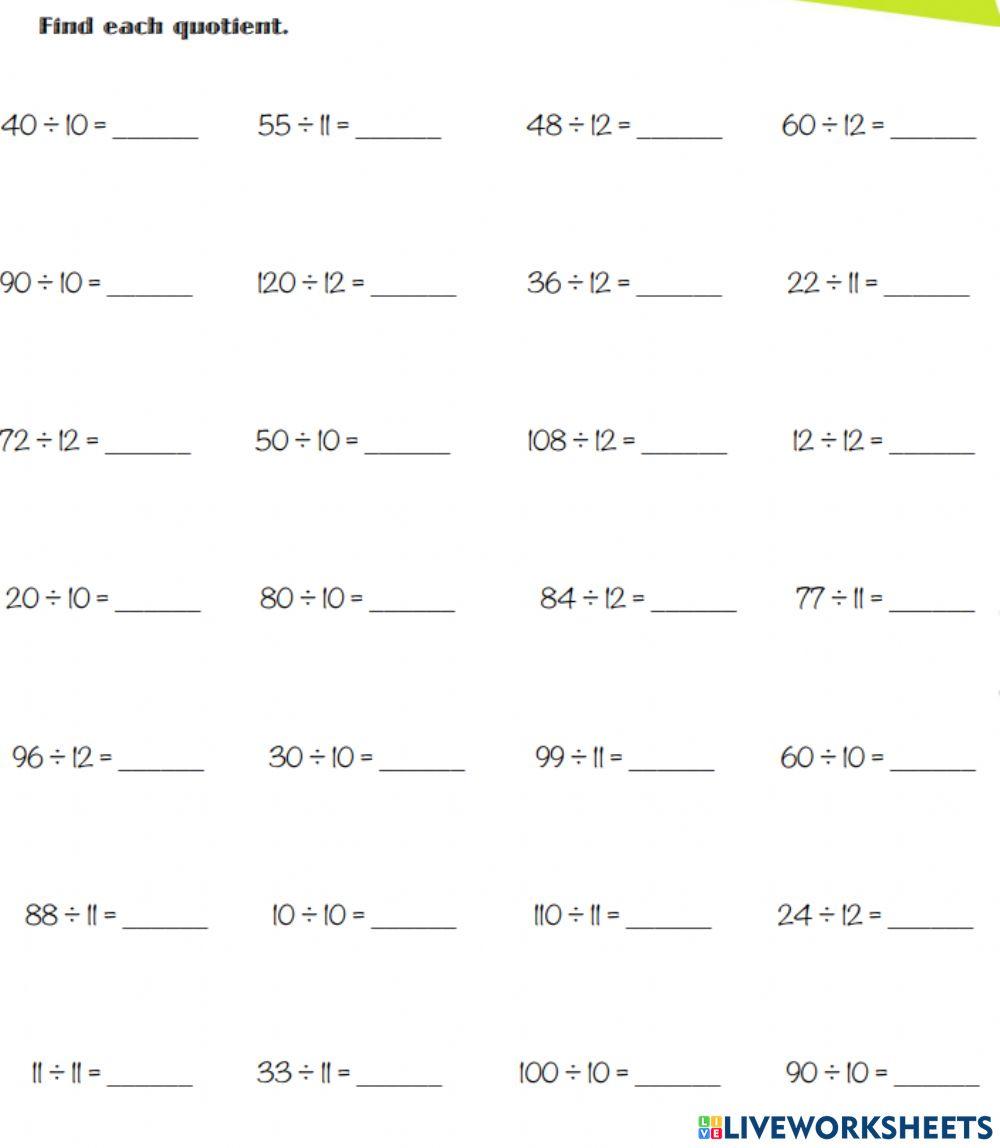 القسمة على 10 و11 و12