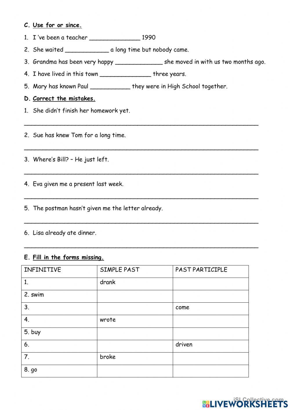 Present perfect and past simple