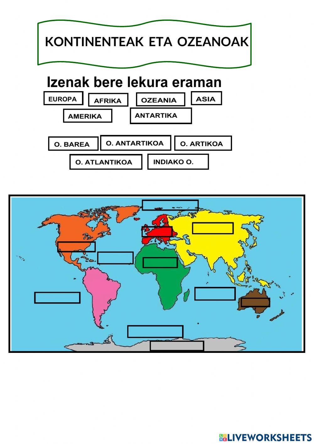 Kontinenteak eta ozeanoak