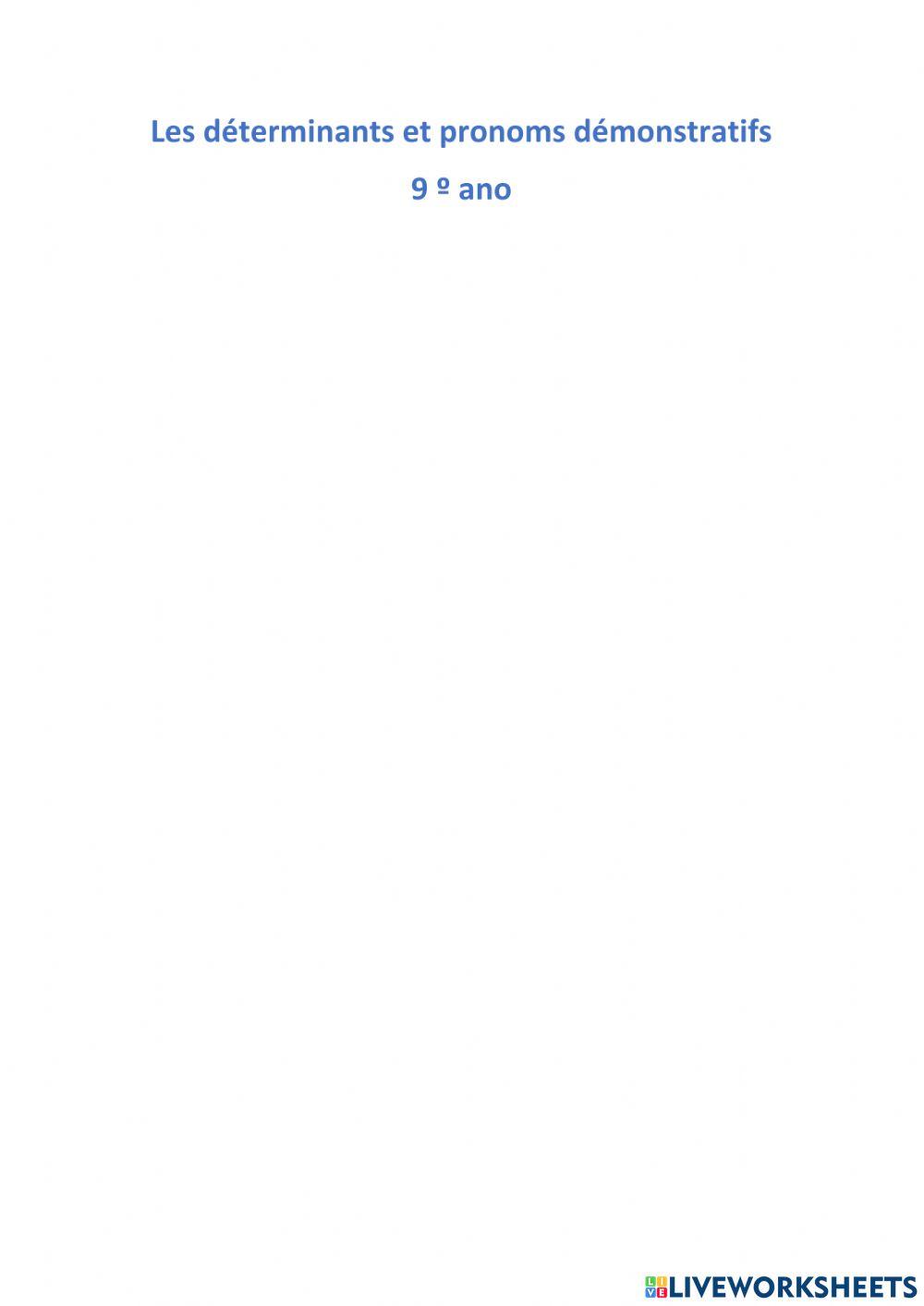 Adjectifs et pronoms démonstratifs