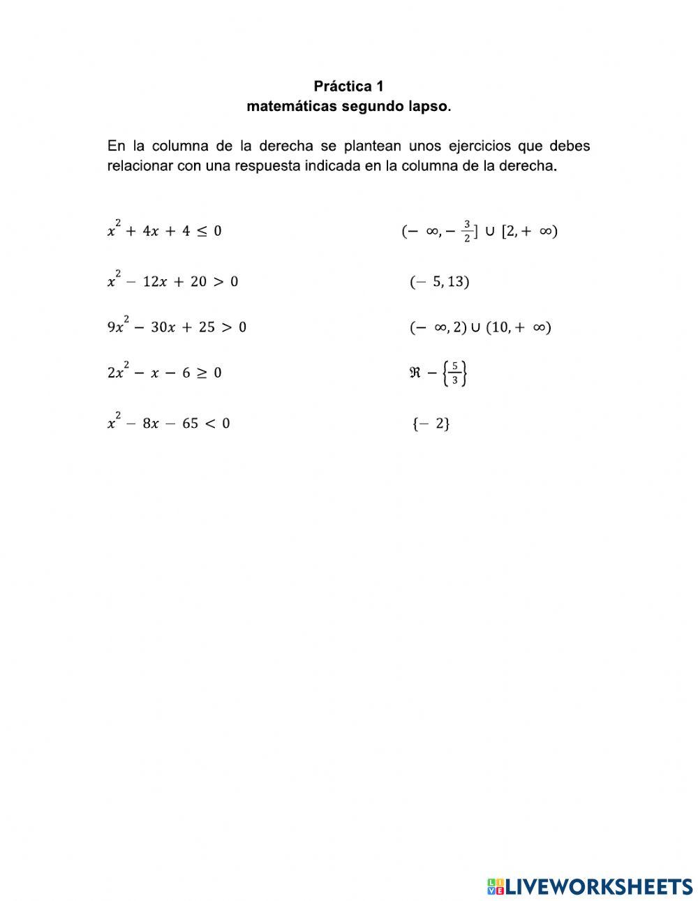 Inecuaciones cuadráticas