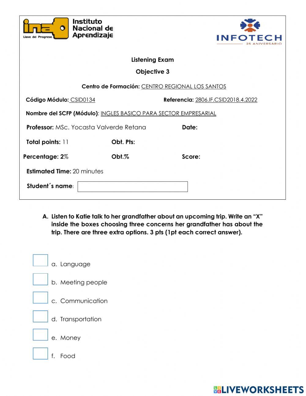 Listening comprehension