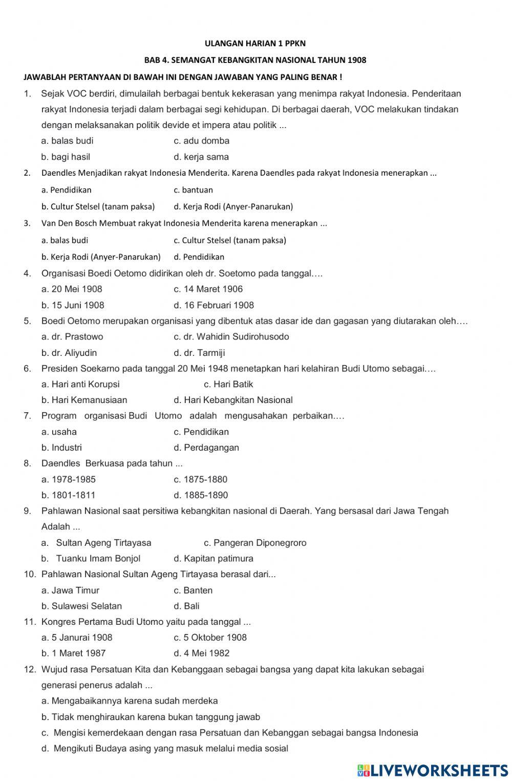 Ulangan harian 4 PPKN