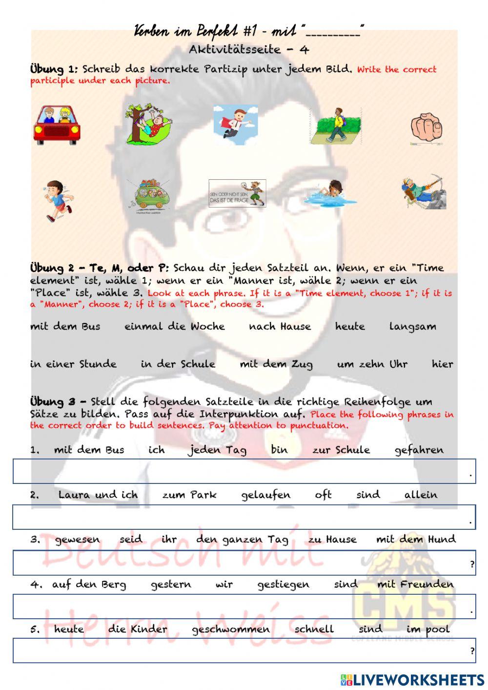 Sein Verben im Perfekt -1 Übung D