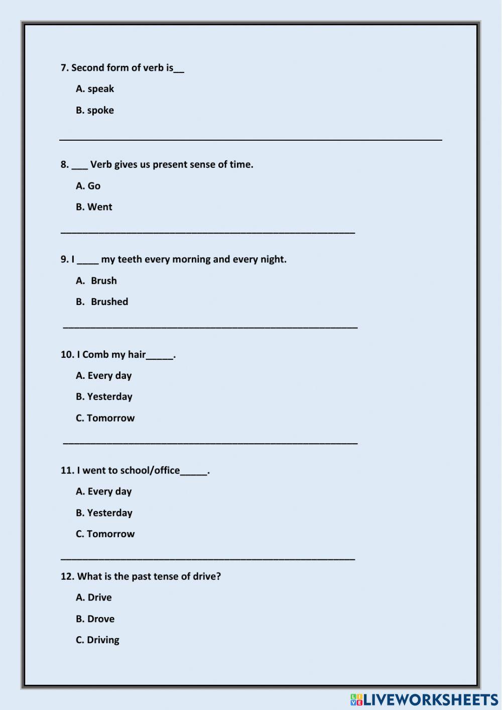 Present and Past simple tense
