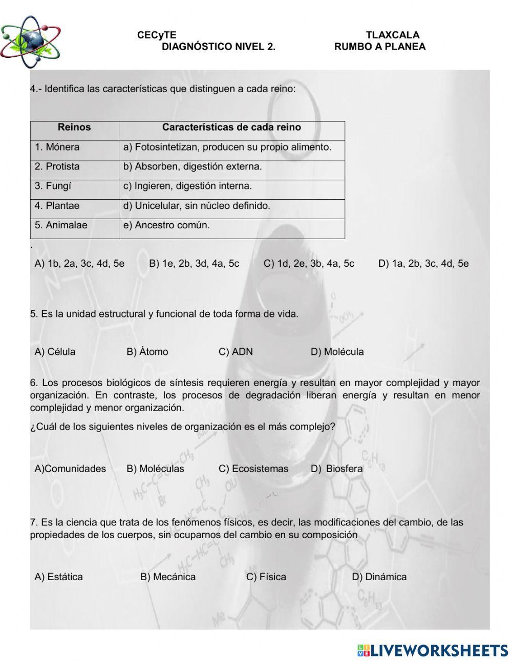 Diagnóstico nivel 2 de Experimentales